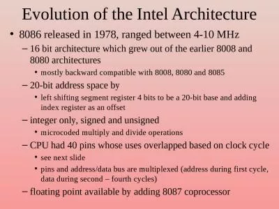 Evolution of the Intel Architecture