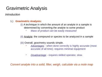 Gravimetric Analysis   Introduction