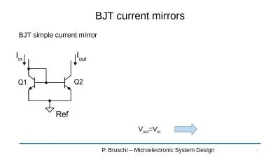 BJT current mirrors P. Bruschi – Microelectronic System Design