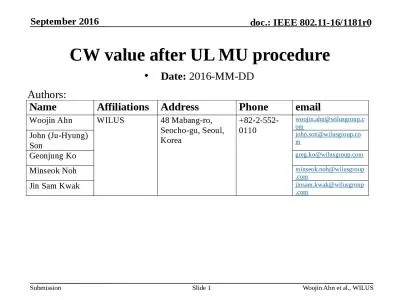 September 2016 Woojin Ahn et al., WILUS