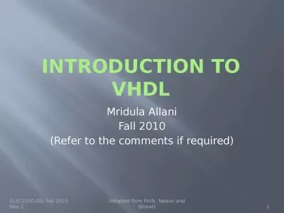 Introduction to VHDL Mridula