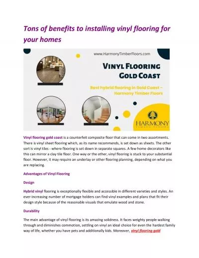 Tons of benefits to installing vinyl flooring for your homes