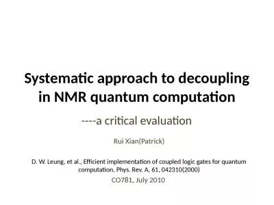 Systematic approach to decoupling in NMR quantum computation