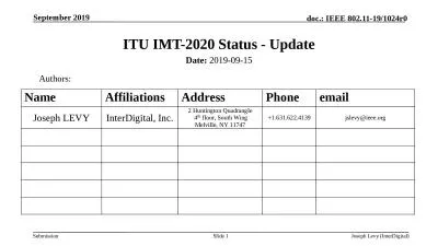 ITU IMT-2020 Status - Update