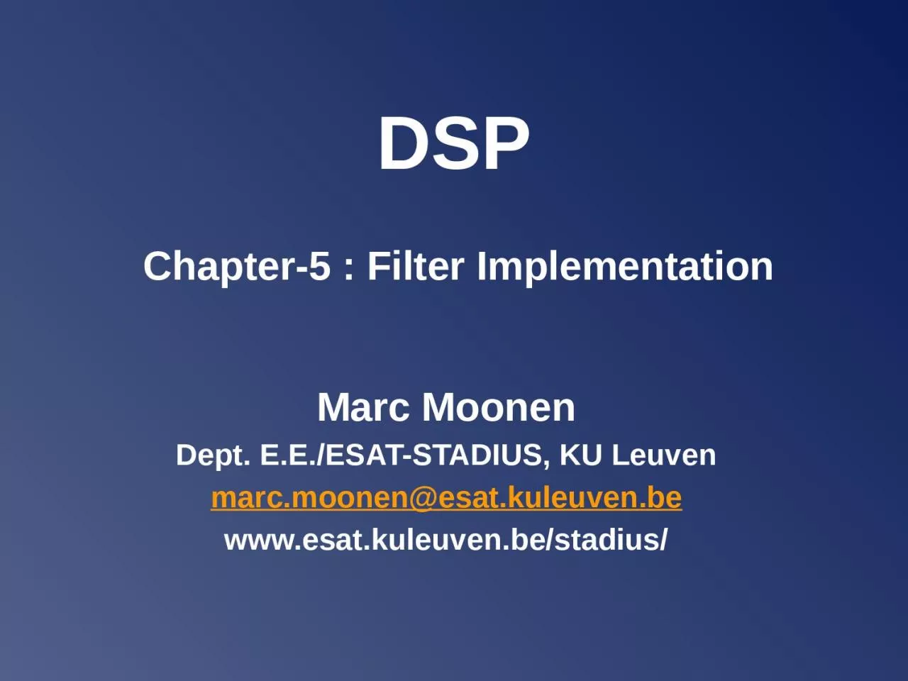 PPT-DSP Chapter-5 : Filter Implementation