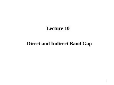 Lecture  10 Direct and Indirect Band