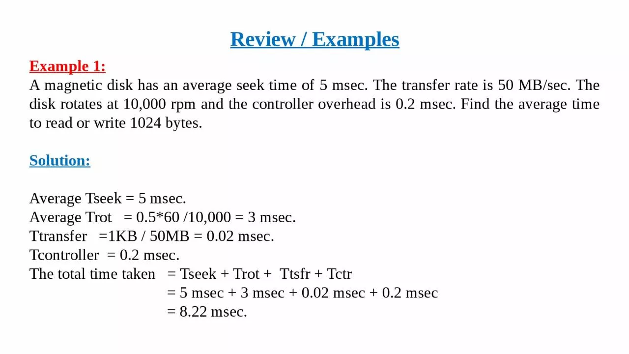 PPT-Review / Examples Example 1: