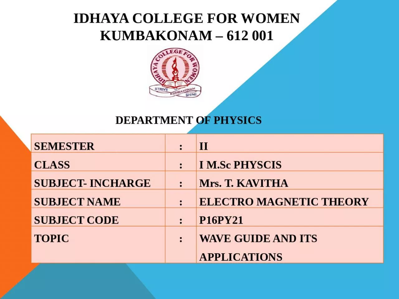 PPT-SEMESTER : II CLASS