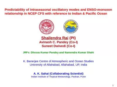 1 Predictability of intraseasonal oscillatory modes and ENSO-monsoon relationship in NCEP CFS with