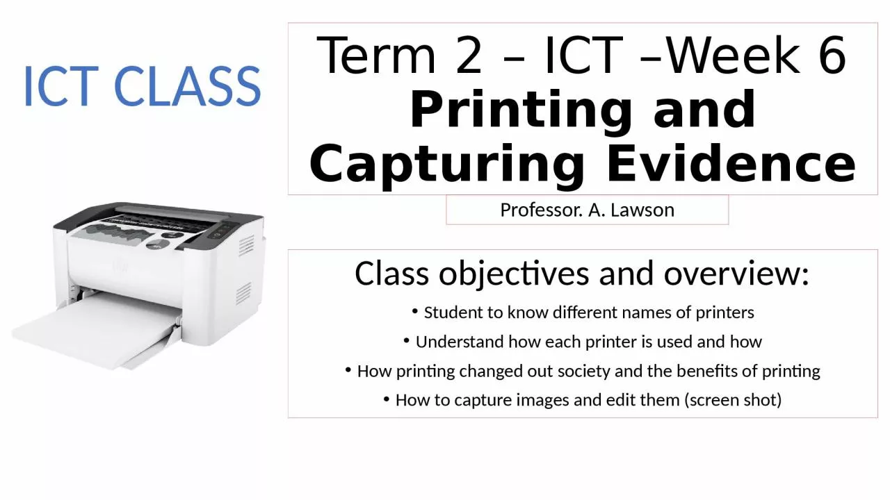 PPT-Class objectives and overview: