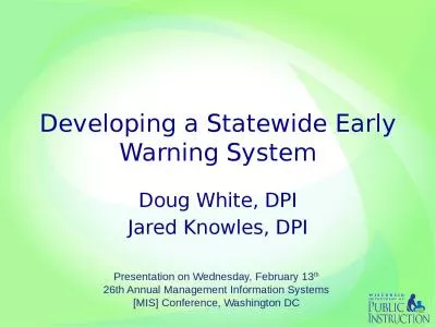 Developing a Statewide Early Warning System