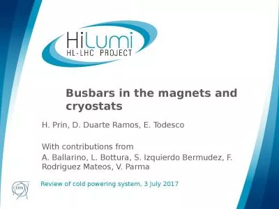 Busbars in the magnets and cryostats