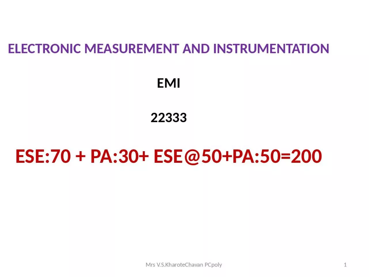 PPT-ELECTRONIC MEASUREMENT AND INSTRUMENTATION