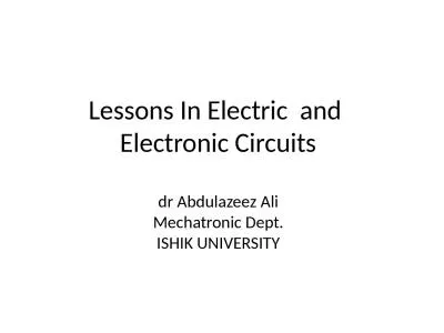 Lessons In Electric   and  Electronic Circuits