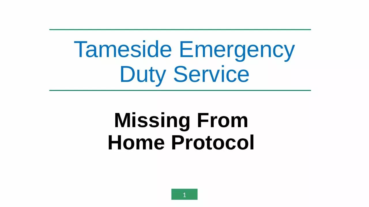 PPT-Tameside Emergency Duty Service