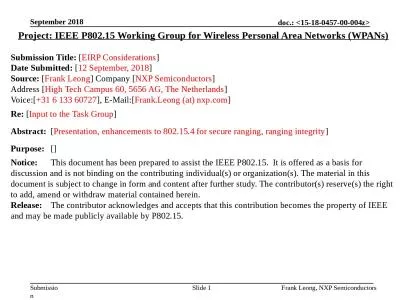 September 2018 Frank Leong, NXP Semiconductors