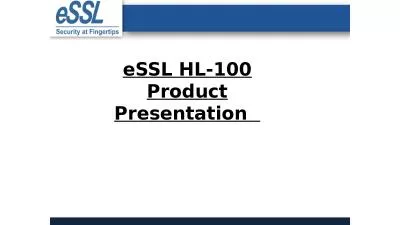 eSSL HL-100 Product Presentation