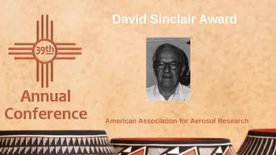 David Sinclair Award American Association for Aerosol Research