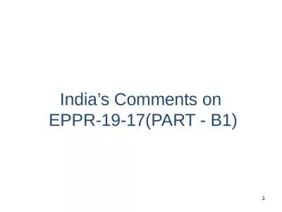 India’s Comments on  EPPR-19-17(PART - B1