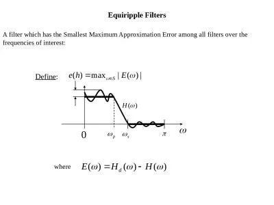 Equiripple Filters A filter which has the Smallest Maximum Approximation Error among all