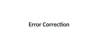Error Correction Type of error