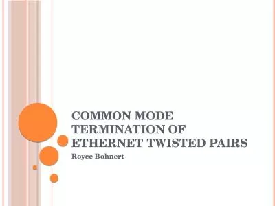 Common Mode Termination Of Ethernet Twisted Pairs