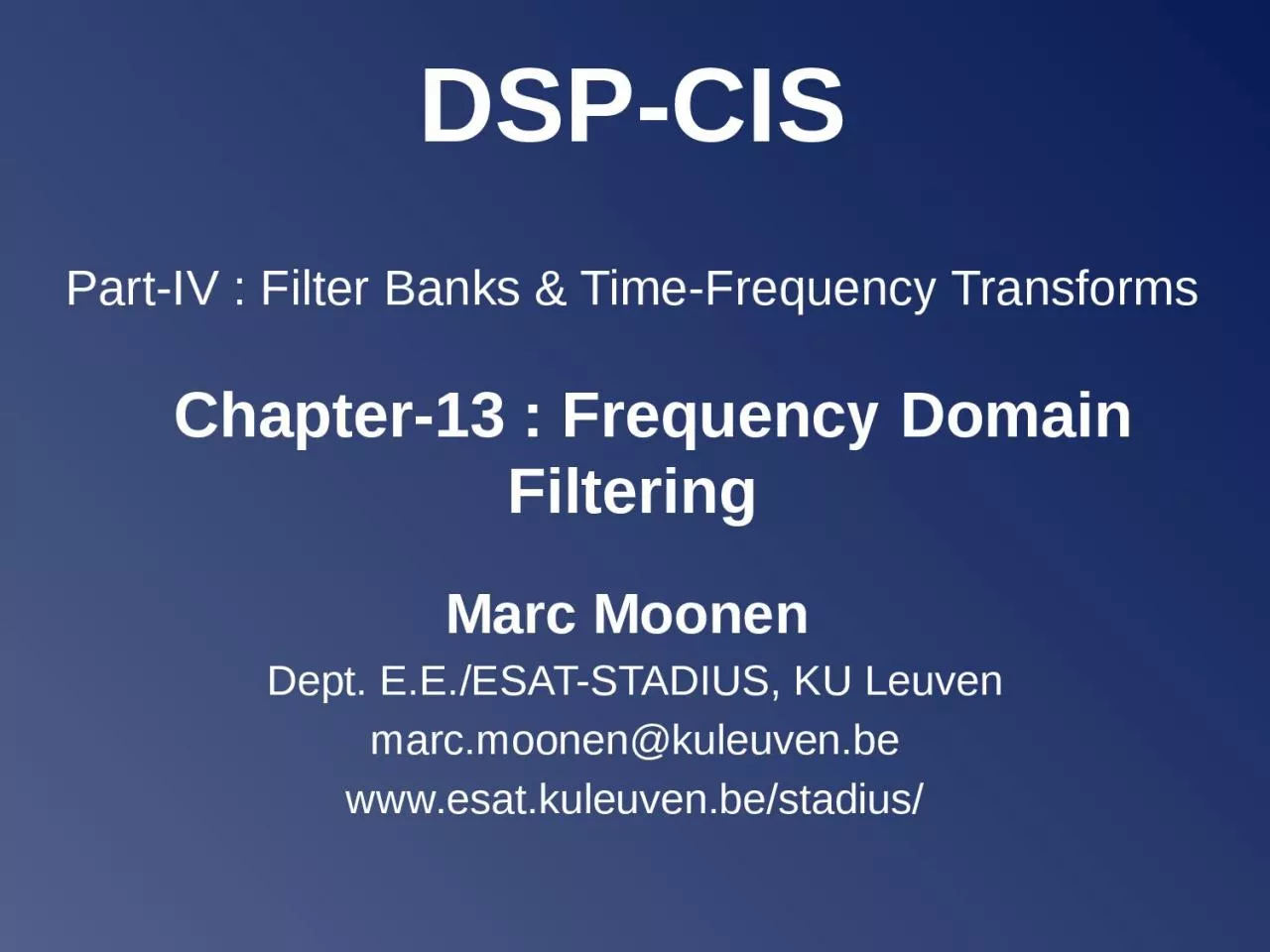 PPT-DSP-CIS Part-IV : Filter Banks &