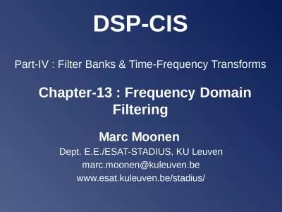 DSP-CIS Part-IV :  Filter Banks &