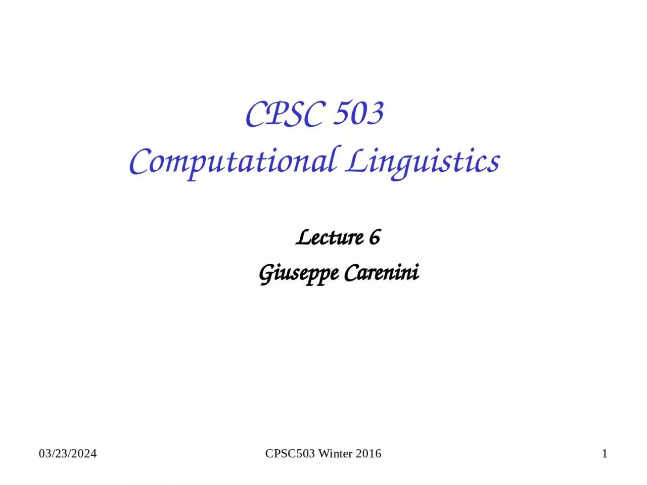 PPT-1/26/2016 CPSC503 Winter 2016