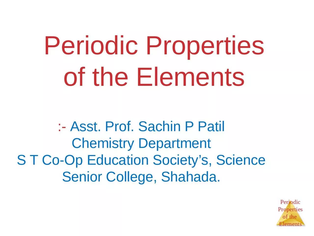 PPT-Periodic Properties of the Elements