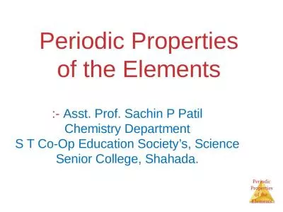 Periodic Properties of the Elements