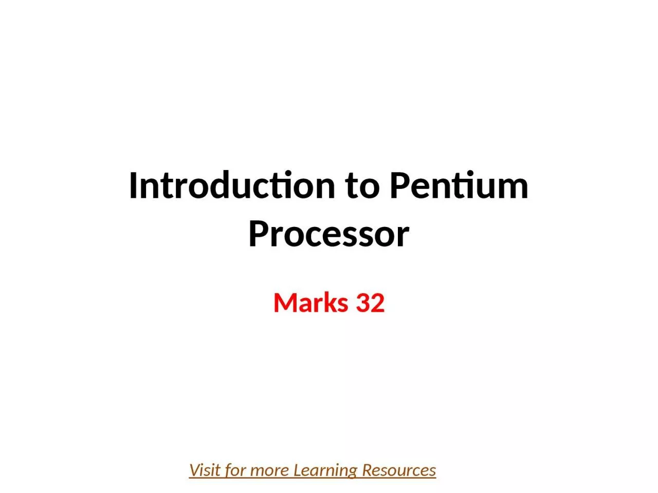 Introduction to Pentium Processor
