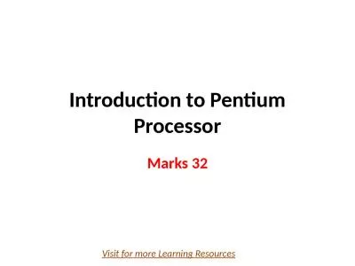 Introduction to Pentium Processor