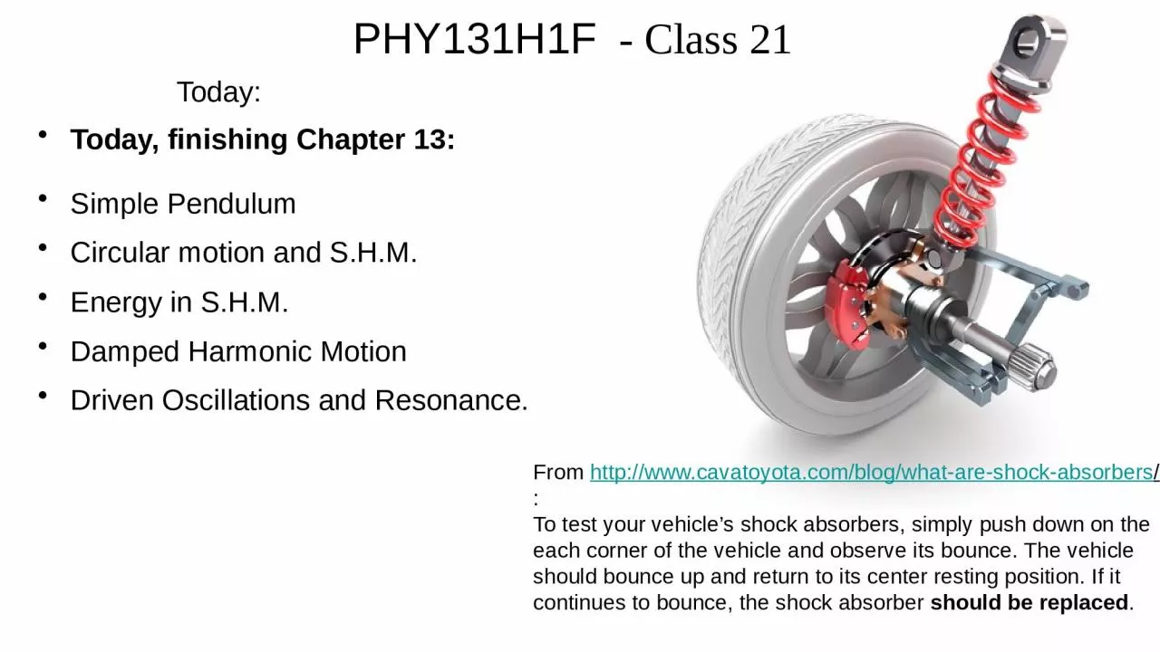 PHY131H1F   - Class 21 Today: