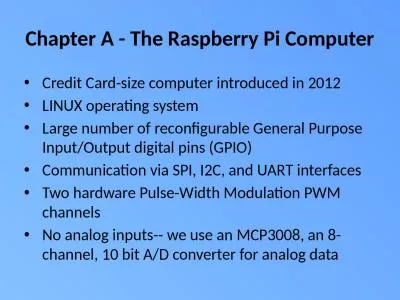 Chapter A - The Raspberry Pi Computer