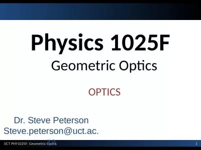 Physics 1025F Geometric Optics