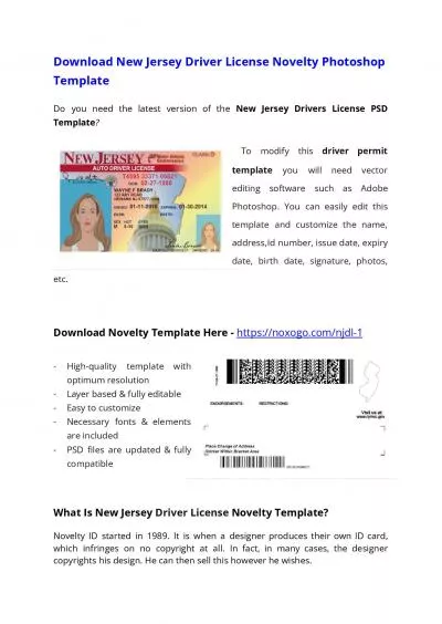New Jersey Drivers License PSD Template – Download Photoshop File