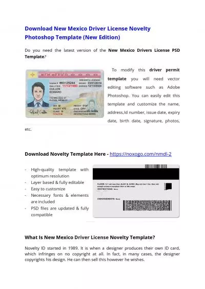 New Mexico Drivers License PSD Template (New Edition) – Download Photoshop File