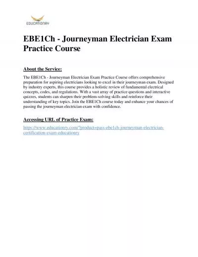 EBE1Ch - Journeyman Electrician Exam Practice Course