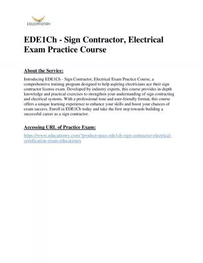 EDE1Ch - Sign Contractor, Electrical Exam Practice Course