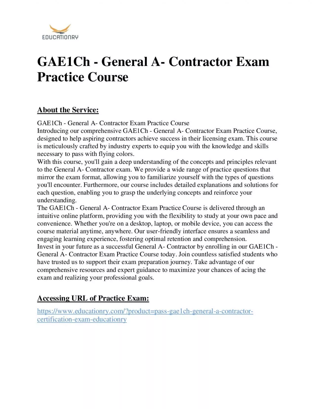 GAE1Ch - General A- Contractor Exam Practice Course