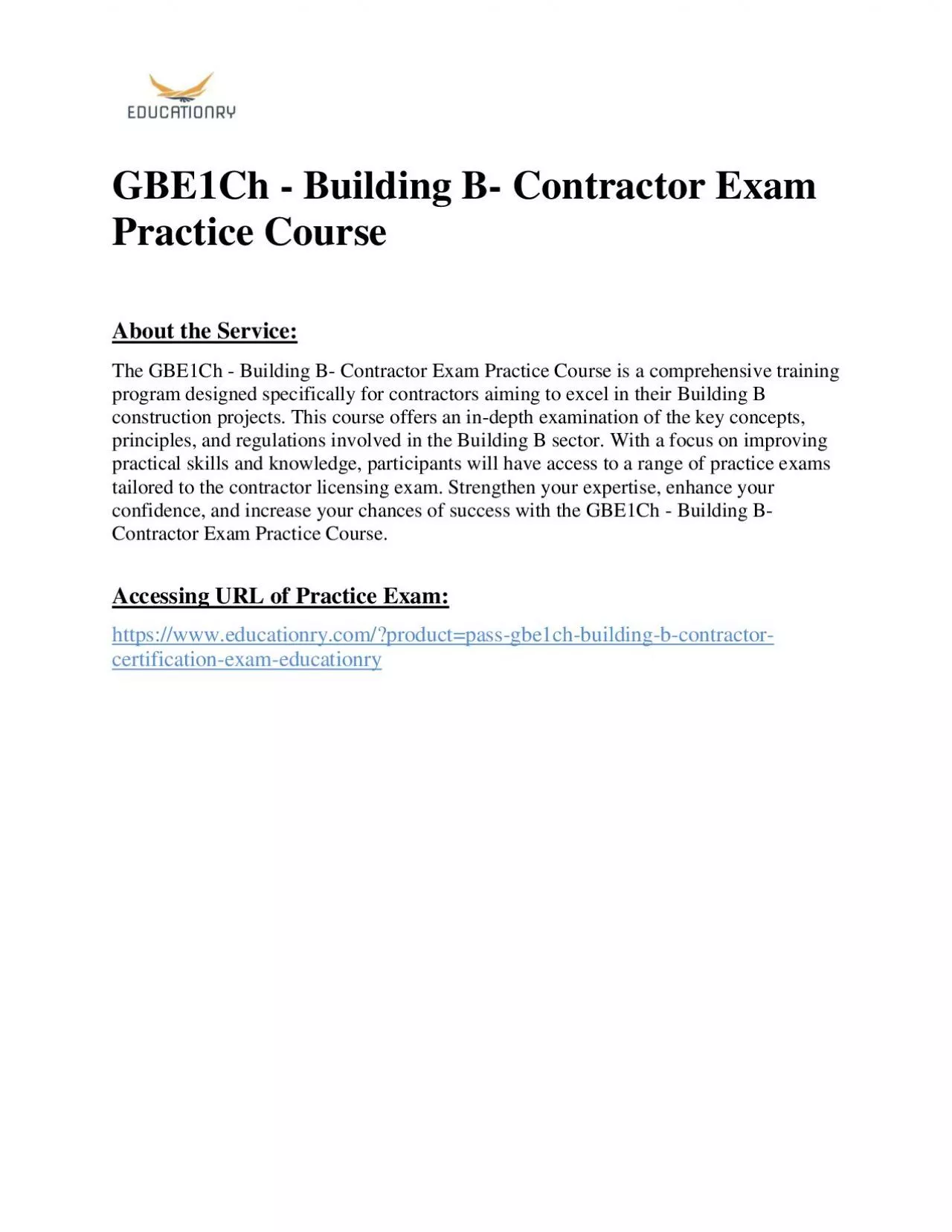GBE1Ch - Building B- Contractor Exam Practice Course