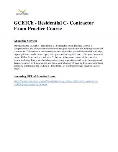 GCE1Ch - Residential C- Contractor Exam Practice Course