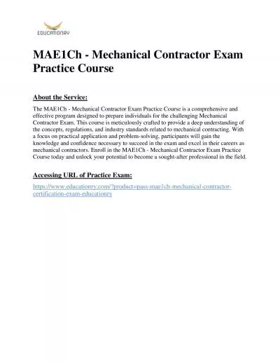 MAE1Ch - Mechanical Contractor Exam Practice Course