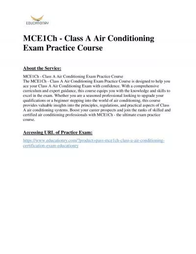 MCE1Ch - Class A Air Conditioning Exam Practice Course