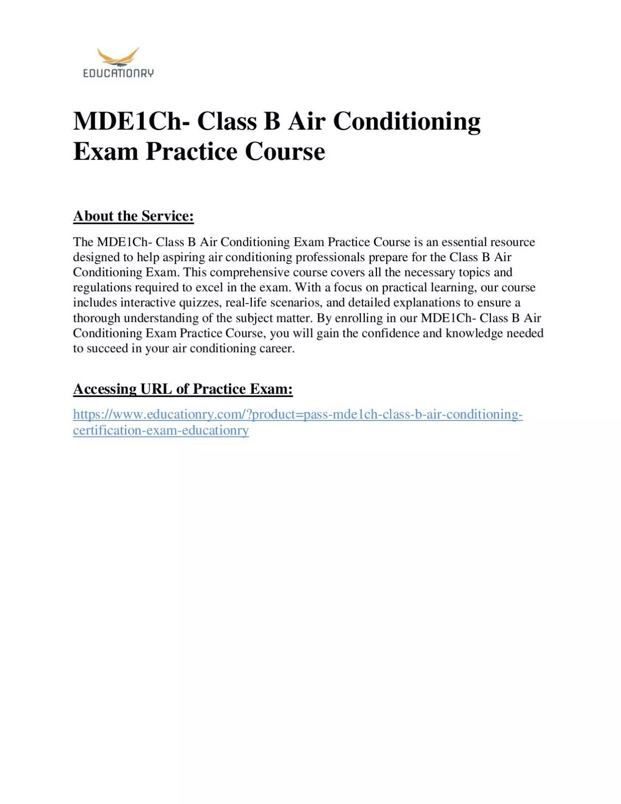 MDE1Ch- Class B Air Conditioning Exam Practice Course