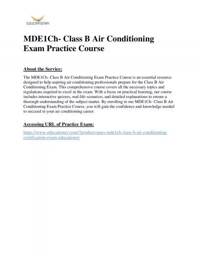 MDE1Ch- Class B Air Conditioning Exam Practice Course