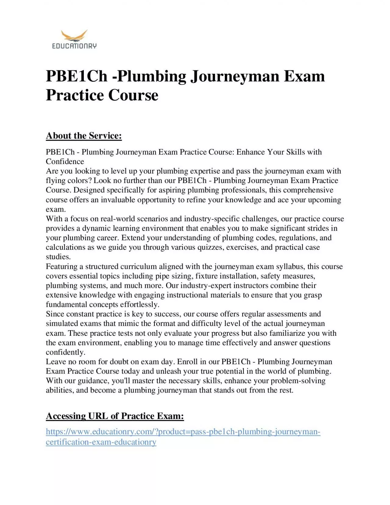 PBE1Ch -Plumbing Journeyman Exam Practice Course