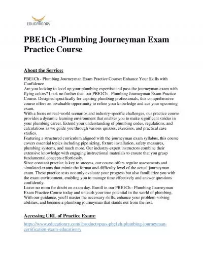 PBE1Ch -Plumbing Journeyman Exam Practice Course