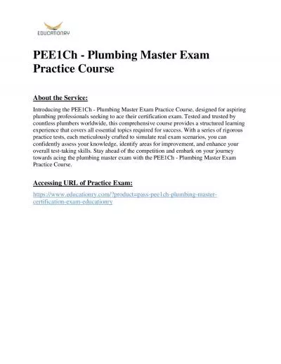 PEE1Ch - Plumbing Master Exam Practice Course